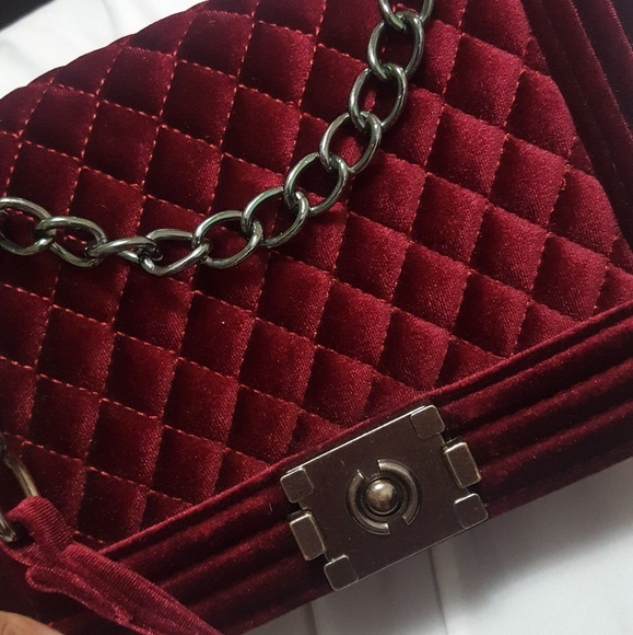 Handbags - Wine velvet crossbody bag